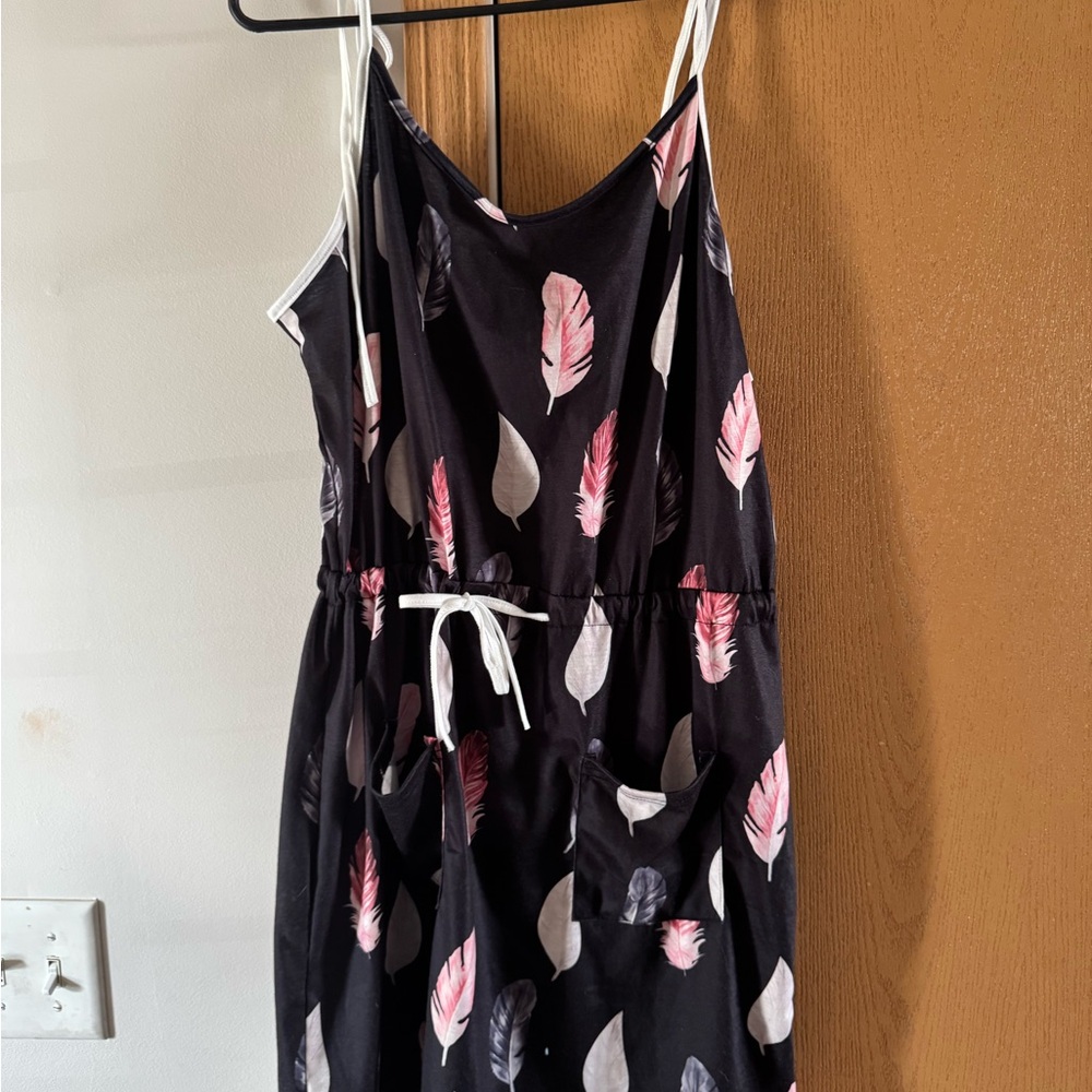 Black Feather Print Dress